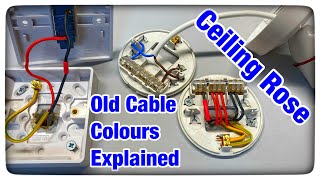 Ceiling Rose Pendant - Old Cable Colours - Connections Explained - Using the 3 Plate Method