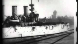 U.s. Cruiser Olympia Leading Naval Parade