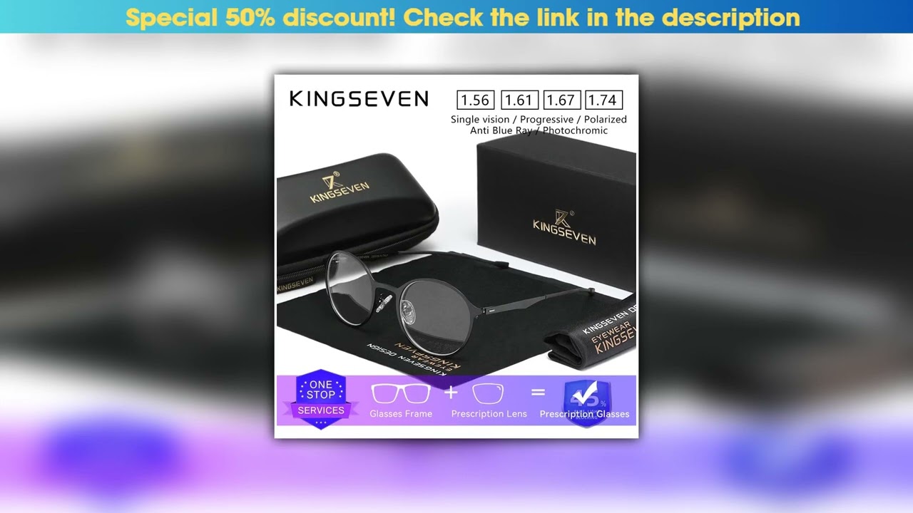 Get KINGSEVEN Classical Anti Blue Light Glasses Myopia Hyperopia Optical Lens Students Men Women Pr