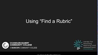 Use "Find a Rubric" for Assessment at CGCC