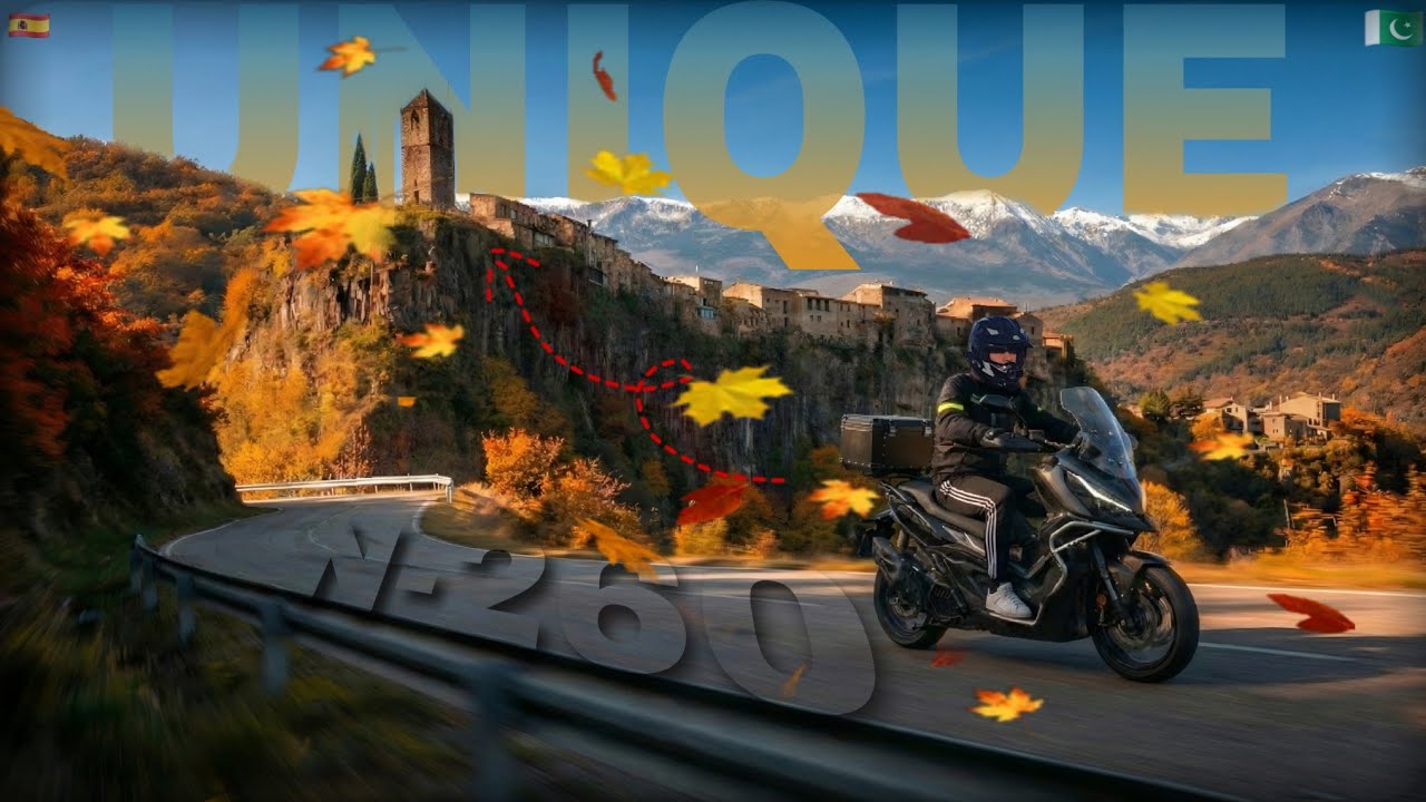 🇪🇸Spain Ep.11 P(1) 🌋Volcanic Village to Mountain Roads 🛣️| N260 Spain Motorcycle Adventure 🏍️ Autum🍁