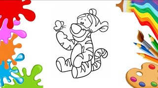 Tigger Coloring Page for Kids 🐯 Easy Winnie the Pooh Coloring Tutorial