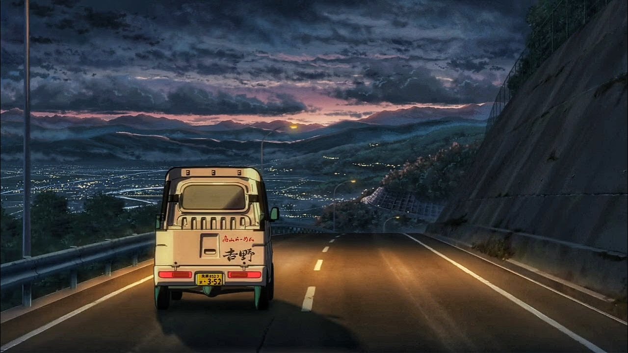 A long evening drive down the Japanese hill Aesthetic Anime Clips