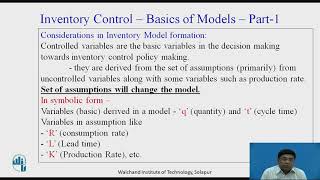 1. Inventory Control - Basics of Model - I