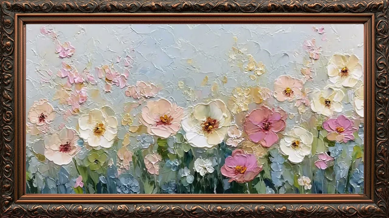 Frame Tv Art | SOFT PASTEL COLORS WILDFLOWERS | Golden Frame Tv Art 4k