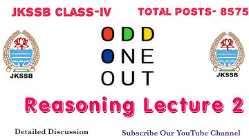 Reasoning- Find Odd One Out || Jkssb Class IV 8575 Posts 2020 || Important lecture