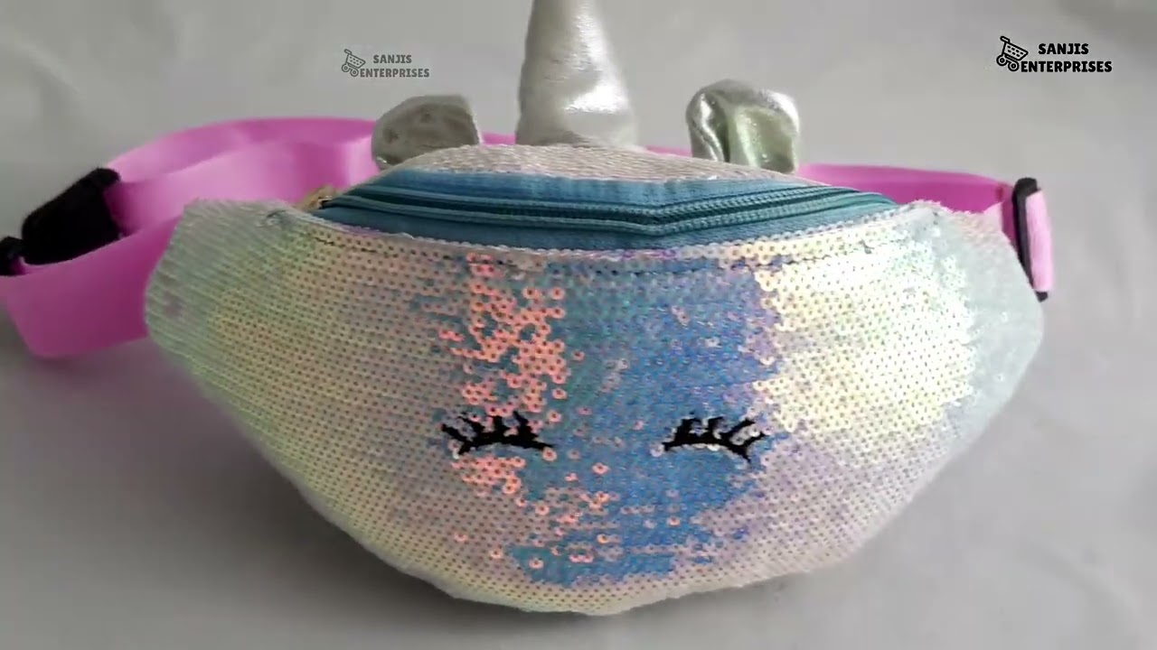 Toddler Kids Sequin Unicorn Waist Bag Glitter Crossbody Chest Purse Shoulder Bag Girls Belt WaistBag