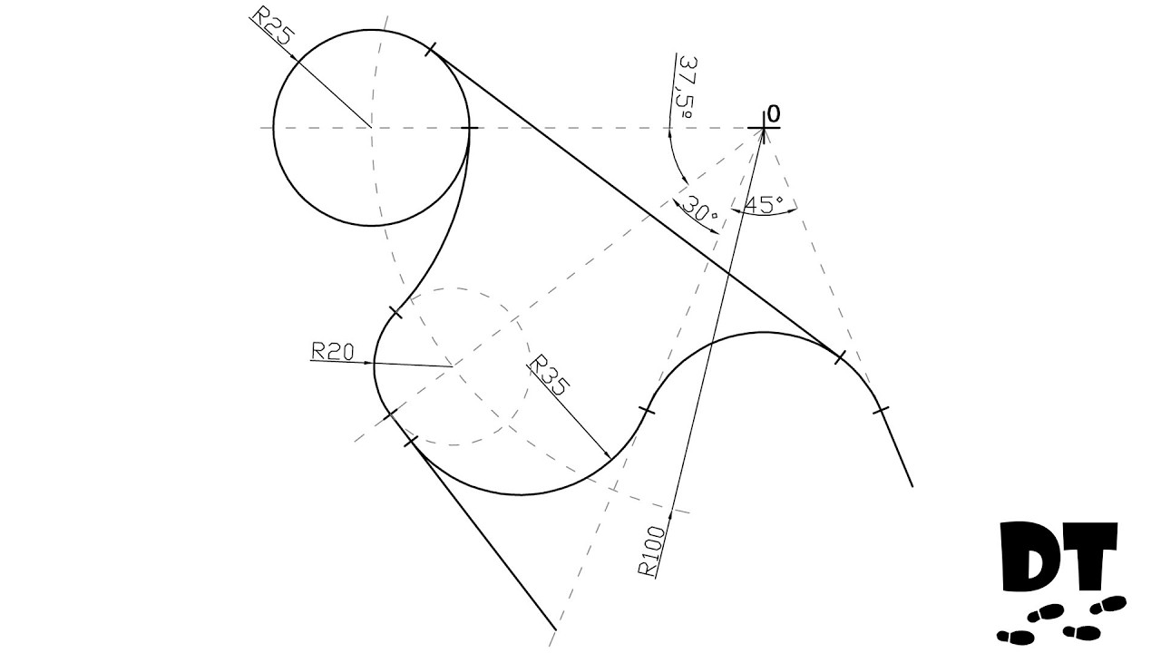 Tangencias desde cero – Ejercicio 42 | Dibujo Técnico paso a paso
