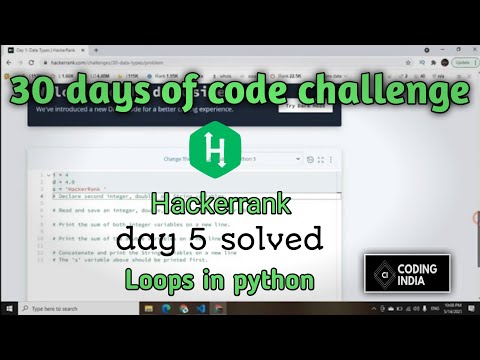 hackerrank problem solving | hackerrank 30 days of code in python | Hacker python | coding india