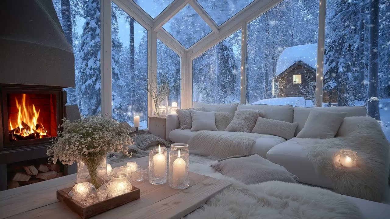 🎹🌙 Serene Ivory Lounge Piano | Floral Candlelight by the Snowy Window | Deep Focus Sleep Ambience