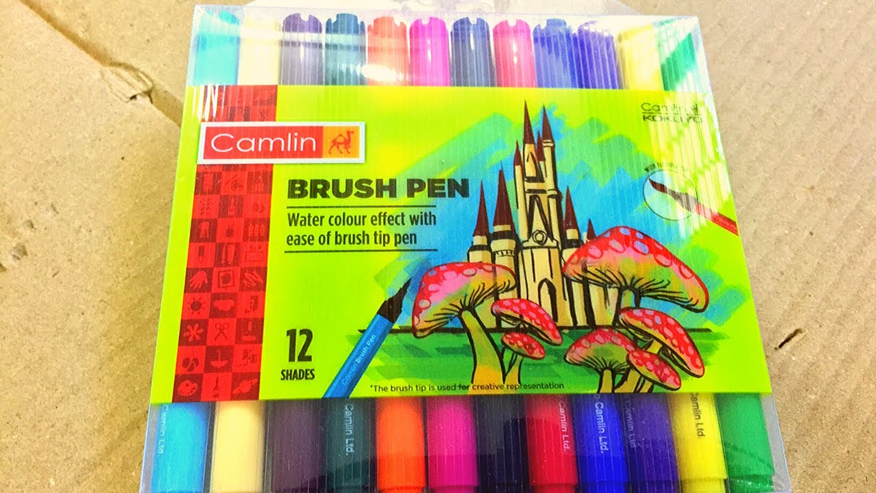 Unboxing and Review of Camlin Kokuyo Brush Pen, 12 Shades YouTube