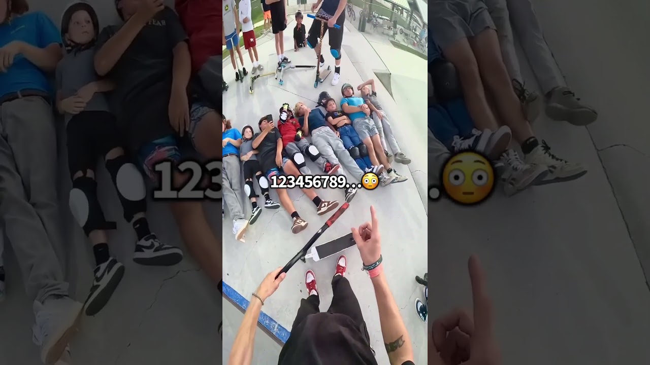 How many kids can I jump over? 😨🛴#maddgear #scootering #proscooter #actionsports #shorts