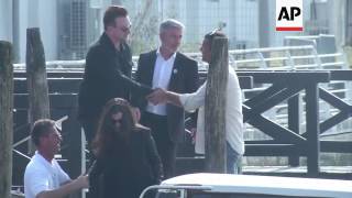 Celebrity U2 singer Bono Vox arrives at Venice airport to attend George Clooney's wedding Wealth