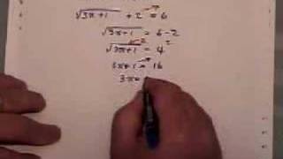 Solving Radical Equations (Part one)
How to solve an equation containing a radical (such as a square root sign), part one. This is 42 out of 51 in the solving equation series. The next three series are Word Problems, Factoring and Graphing. Solving Radical Equations (Part one)