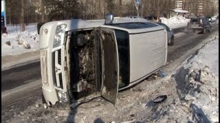 Пьяный шофер внедорожника врезался в «Ниву» и опрокинул свой автомобиль .MestoproTV