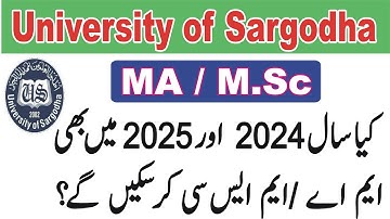 MA M.Sc Admissions UOS 2024-2025 | MA M.SC Private Admission in 2024-2025 UOS | Notification UOS |
