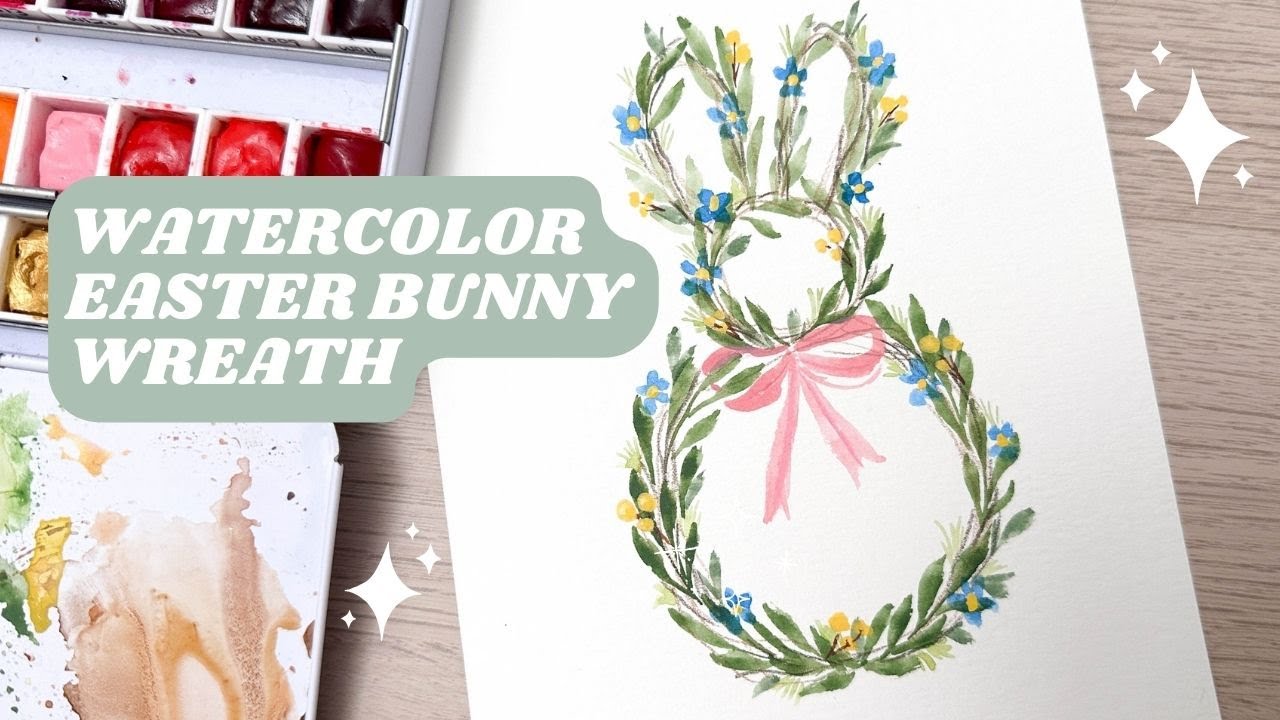 Watercolor Easter Bunny Wreath Tutorial - YouTube
