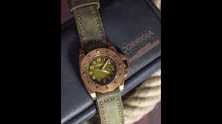 CORRIGIA01 Olive Patina Watch Diver Pro.A 3000m Bronze Profile