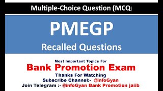 Mcq - Pmegp (prime Minister's Employment Generation Programme ) #bankpromotionstudy