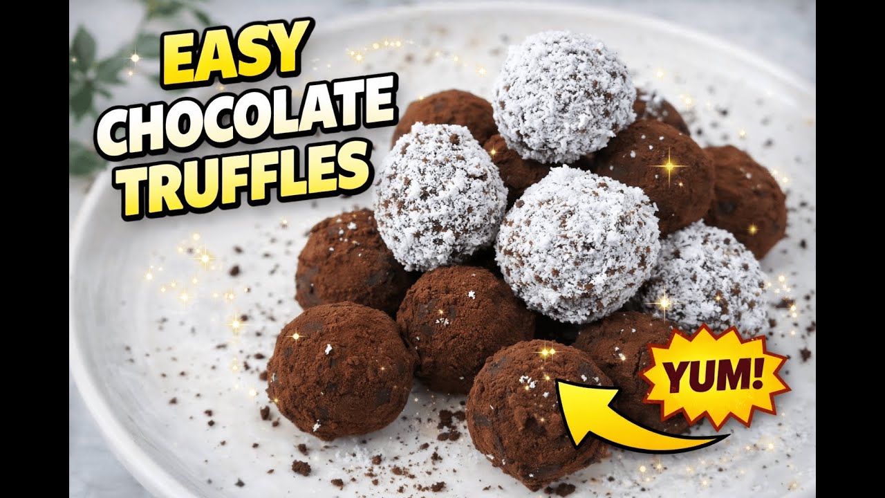 Easy Chocolate Truffles (4 Ingredients!) | No-Bake Chocolate Dessert 🍫