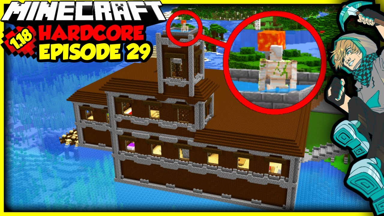 MEGA Iron Farm INSIDE My Woodland Mansion in Hardcore Minecraft