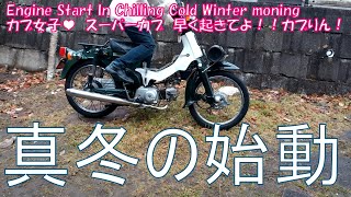 【バイク女子】スーパーカブ真冬のキック始動【大変】