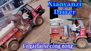 Cô Gái Xiaoyanzi Lái Xe Công Nông Kinh Doanh Vật Liệu Xây Dựng