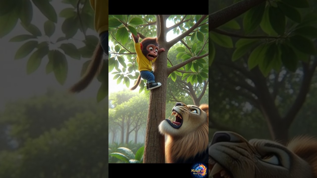 Tiny Monkey Escapes Lion 🐒🦁 | Emotional Survival Story That Will Melt Your Heart