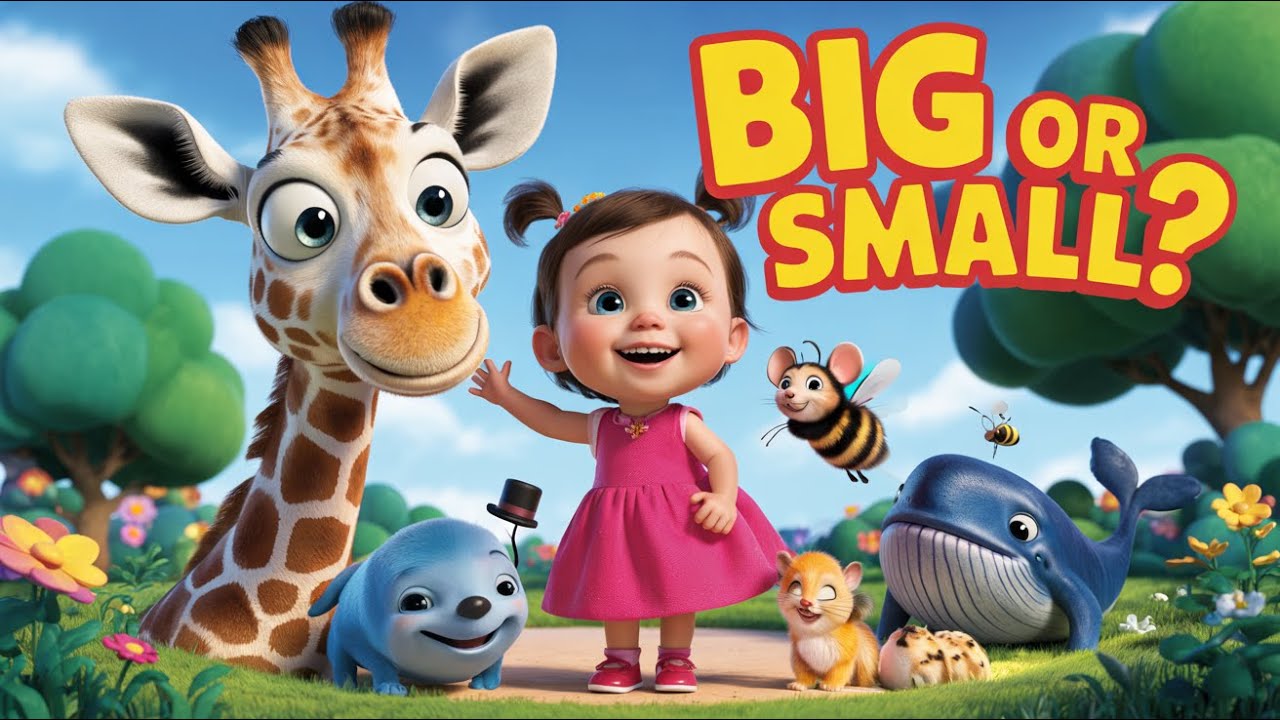 Big and Small Song 🦒 | Fun Opposites Rhyme for Kids | Learn Sizes with Cute Animals