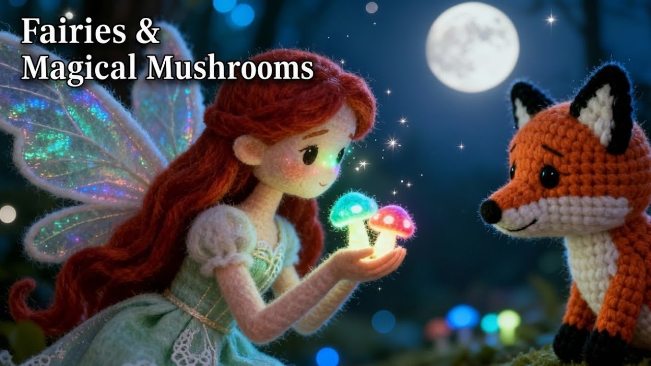 Fairies and Magical Glowing Mushrooms – Enchanted Moonlit Forest