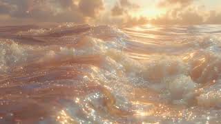 Golden Sunset Ocean Waves Close Up Loop 4K