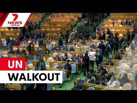 Mass walkout as Netanyahu addresses UN General Assembly | 7NEWS