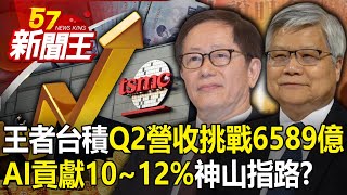 王者台積「Q2營收挑戰6589億」！「AI貢獻10~12%」神山指路？ 【57新聞王 精華篇】20240418