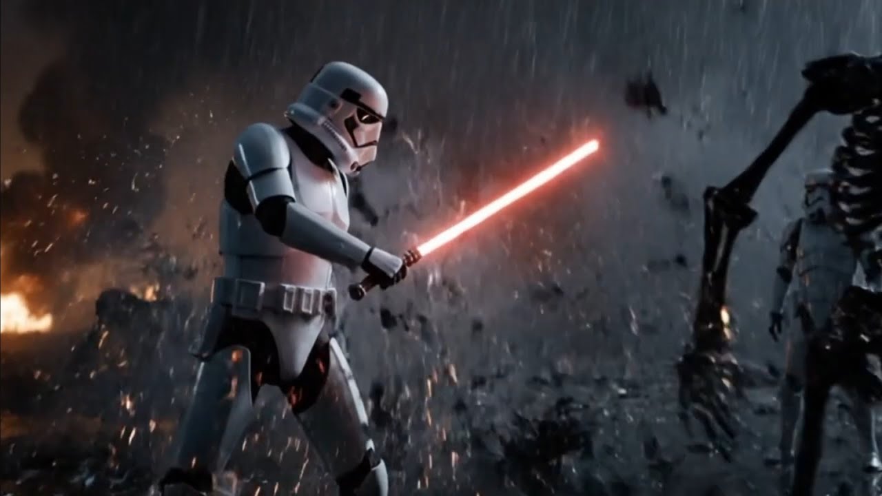 Stormtrooper Using Red Lightsaber: Greg Looks Towards Skeletons | Ultra Realistic Sci-Fi Battle