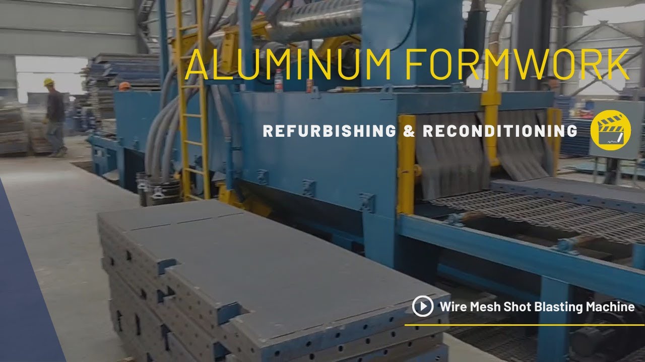 Wire Mesh Belt Conveyor Shot Blasting Machine for Aluminum Formwork Refurbishing & Reconditioning