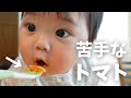 【生後278日】苦手なトマトを食べた時の反応がかわいすぎたw トマトペーストを使ったトマトスパをもぐもぐ食べる生後9ヶ月の赤ちゃんに癒される (Day 278. Ponu tried tomato!)