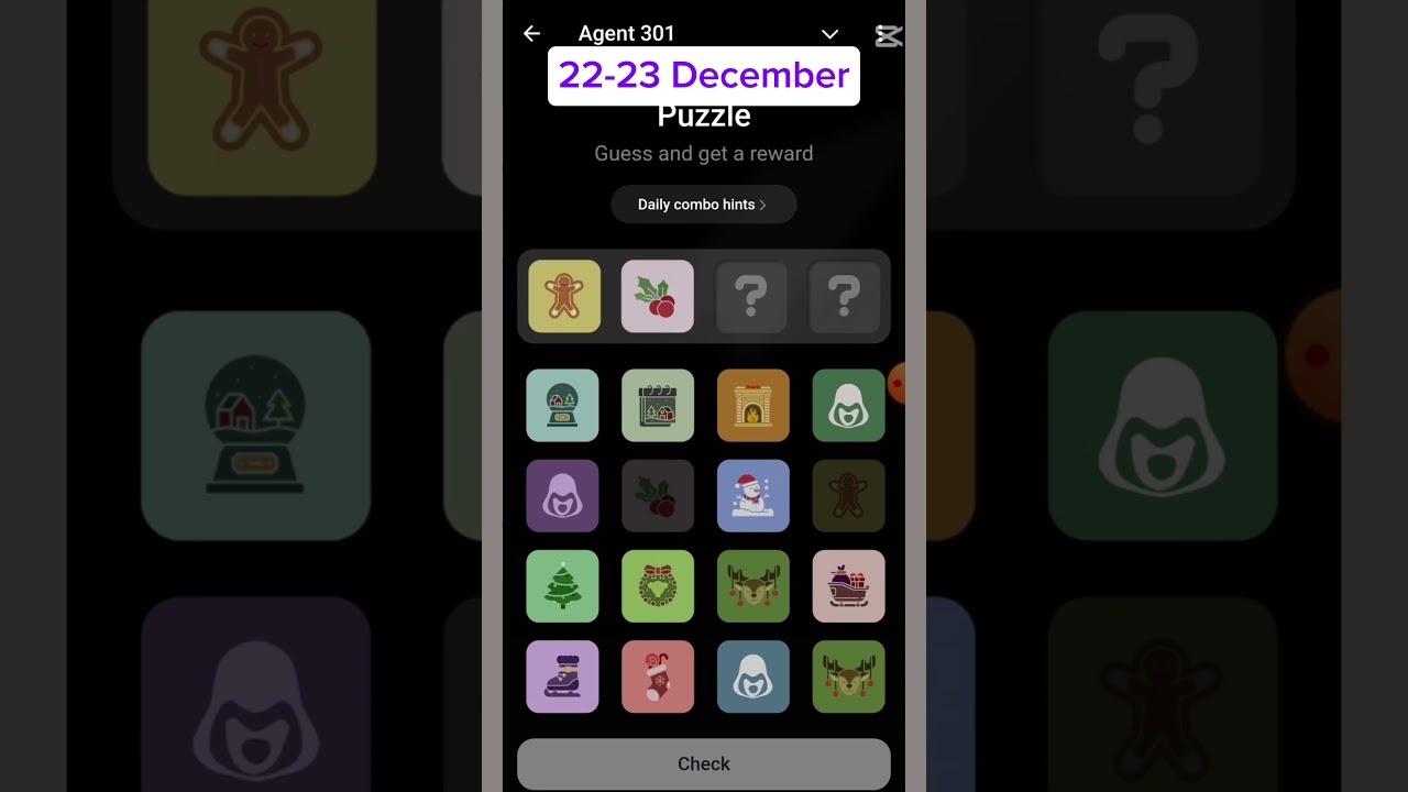 Agent 301 puzzle Daily Combo | 22 December | Agent 301 daily Puzzle combo |