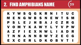FIND AMPHIBIANS NAME 🐢🐍🐸 I WORD SEARCH | PUZZLE