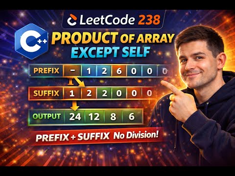 238 Product of Array Except Self (C++) | Prefix Products (No Division) | LeetCode 75 #07