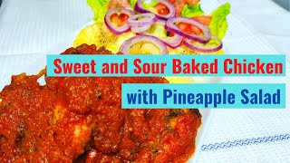 Sweet and Sour Baked Chicken with Pineapple Salad