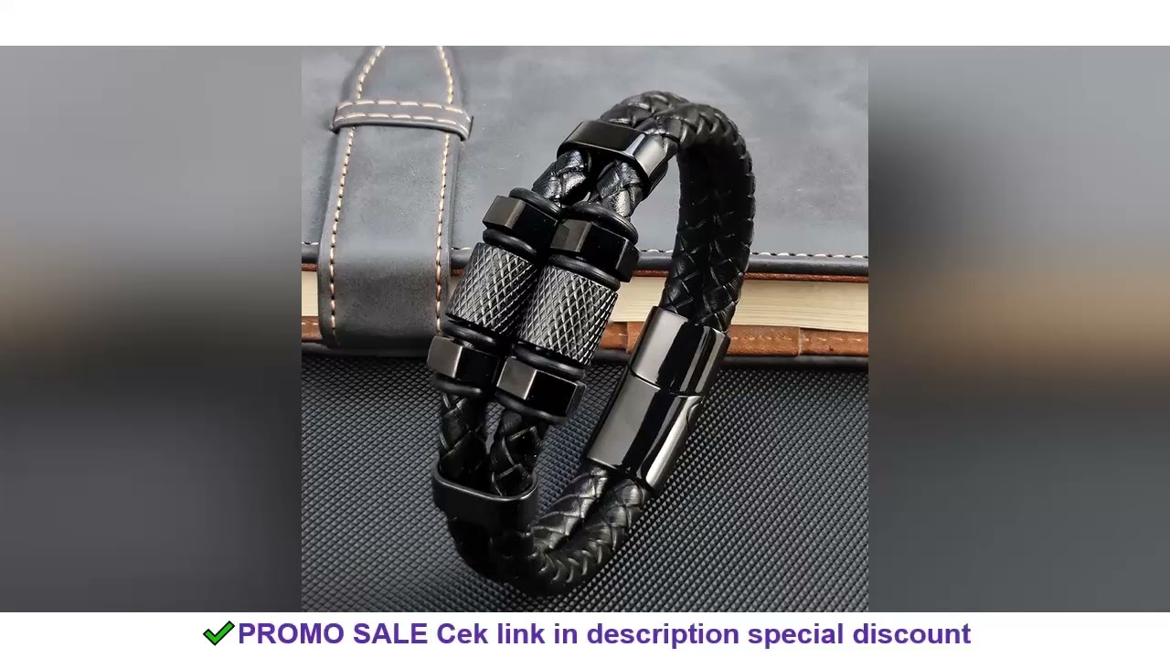 Fashion Luxury Stainless Steel Beaded Hexagon Bracelet Men's Jewelry Classic Multilayer Braided Leat