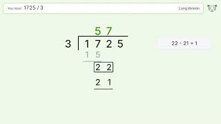 Long Division Problem 1725/3: Step-by-Step Video Solution