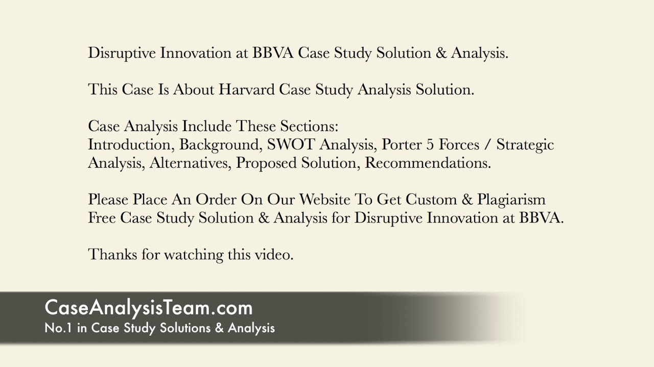 Disruptive Innovation at BBVA Case Study Solution & Analysis