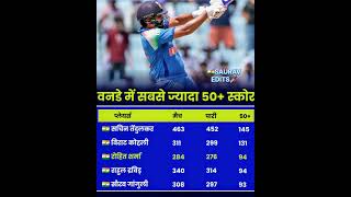 Most 50+Runs in ODI cricket 🏏🙏🦸 #highlights #cricket #news #record #trend #hitman #viral #odi