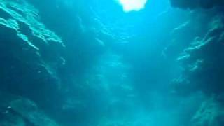 Scuba Diving Swimming through a Cave on the Great Barrier Reef