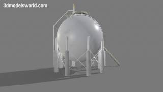 Sphere Oil Tank Silo 3D Model