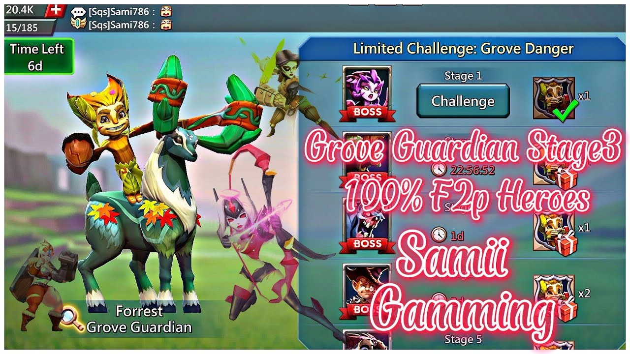 Grove Guardian Stage3| 100% F2p Heroes| Grove Guardian Event| Samii Gamming| Lord's Mobile|