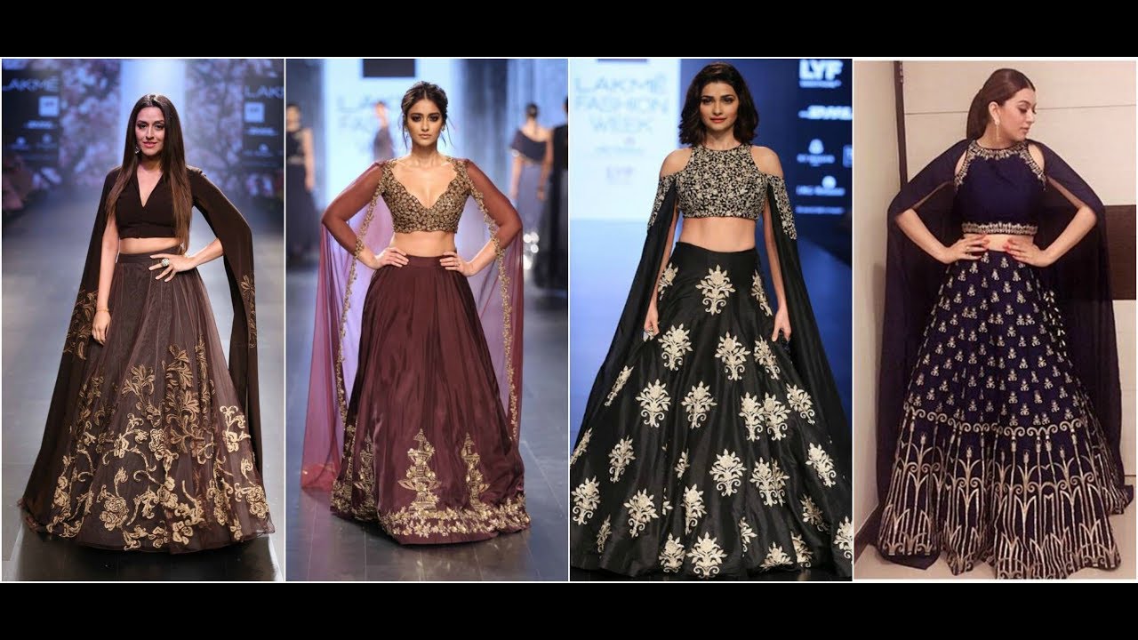 beautiful Floor length sleeve choli and gown designs 2018/long cape sleeves 2018/by fashion threads