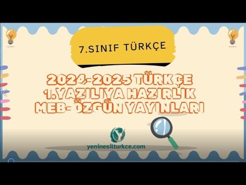 7 sınıf Türkçe 1 Yazılı Hazırlık Çalışması