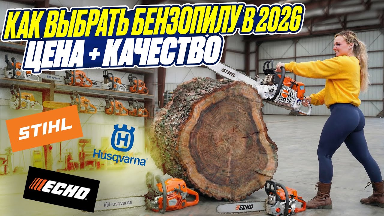 ВСЯ ПРАВДА: КАК ВЫБРАТЬ БЕНЗОПИЛУ в 2026? ТОП-5 ЛУЧШИХ ПИЛ ДЛЯ ДОМА И ДАЧИ: Husqvarna, Stihl, Echo?
